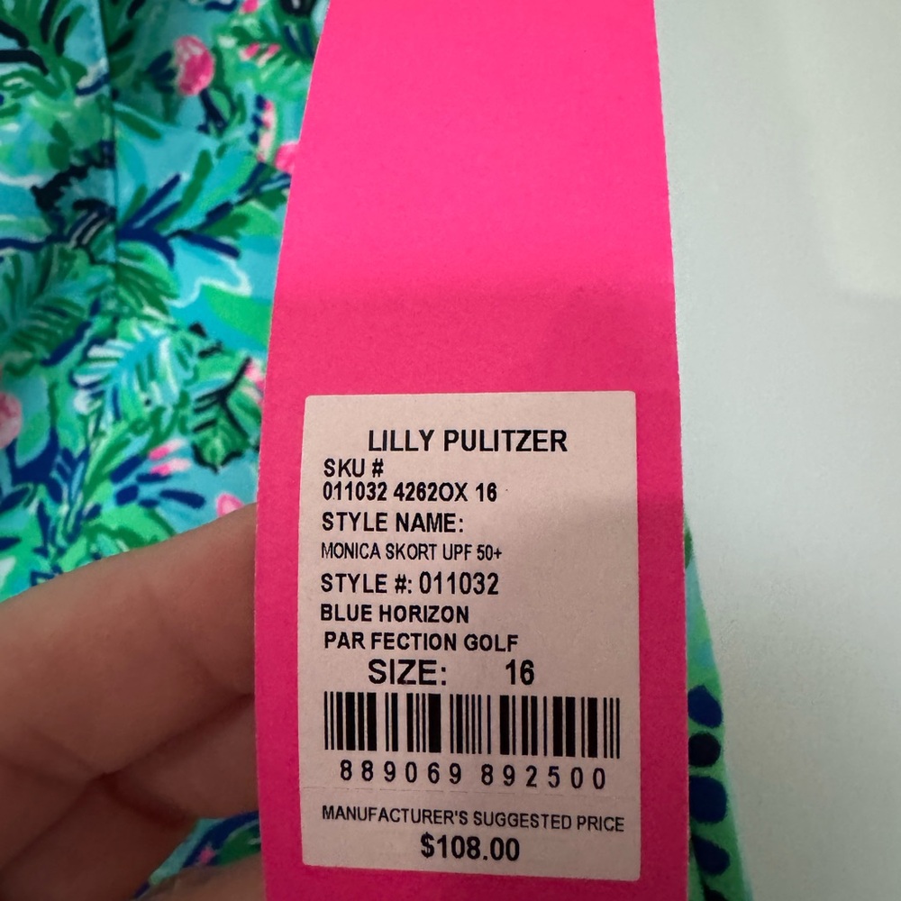 NWT Lilly Pulitzer Blue and Pink Tropical Skort - Picture 3 of 3